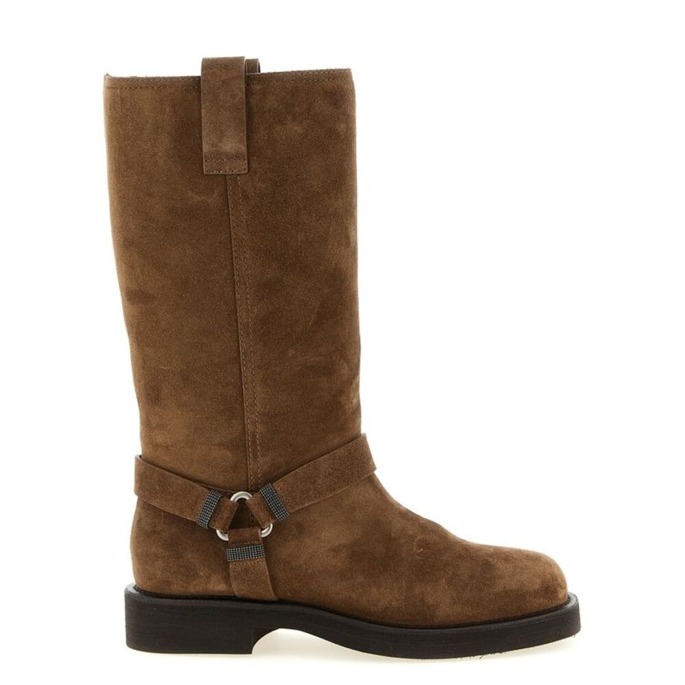 Brunello Cucinelli Brown Calfskin Over The Women's Knee